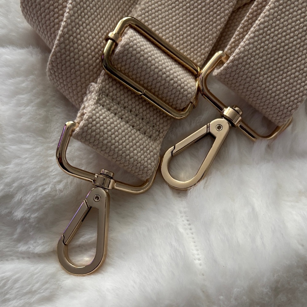 Beige Adjustable Bag Strap with Gold Hardware - Picture 4 of 4